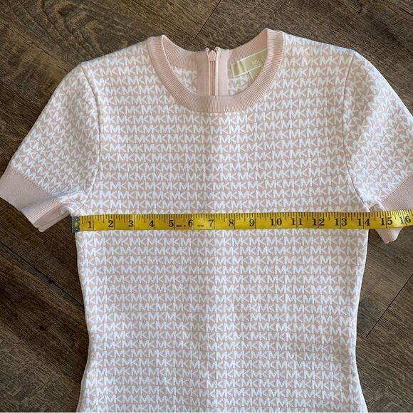 MICHAEL Kors Bodycon Dress Blush Pink Logo Preppy Sophisticated XS - Picture 8 of 9